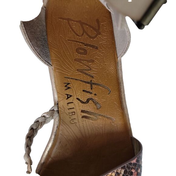 Blowfish Malibu Women's 10.5 Beige Metallic Ankle Strap Zip Open Toe Sandals - Picture 3 of 8